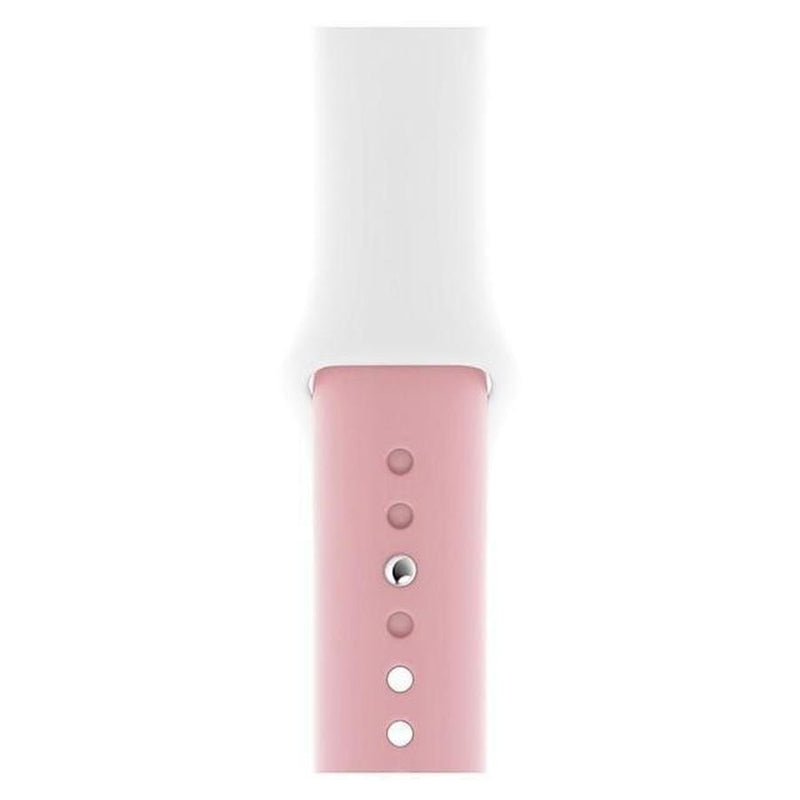 Duo Color Sports Apple Watch Soft Silicone Band White Pink / 38mm The Ambiguous Otter