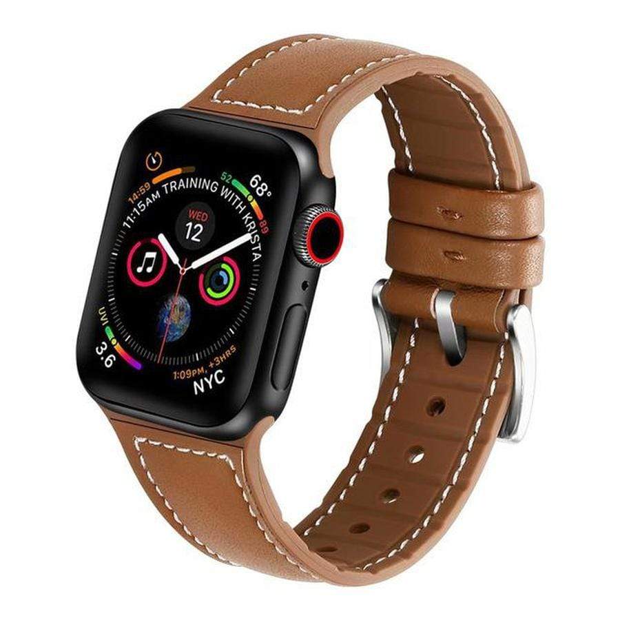 Durban Apple Watch Silicone Leather Band Brown / 42mm The Ambiguous Otter