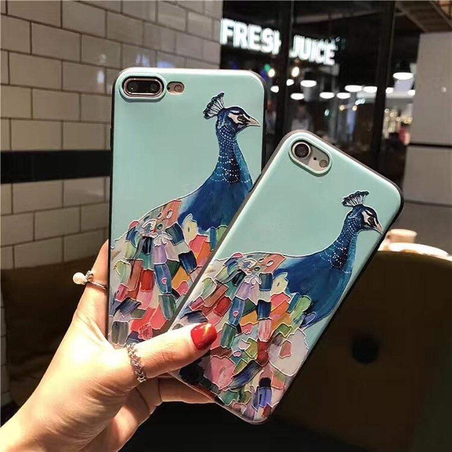 Embossed Peacock Soft TPU iPhone Case The Ambiguous Otter
