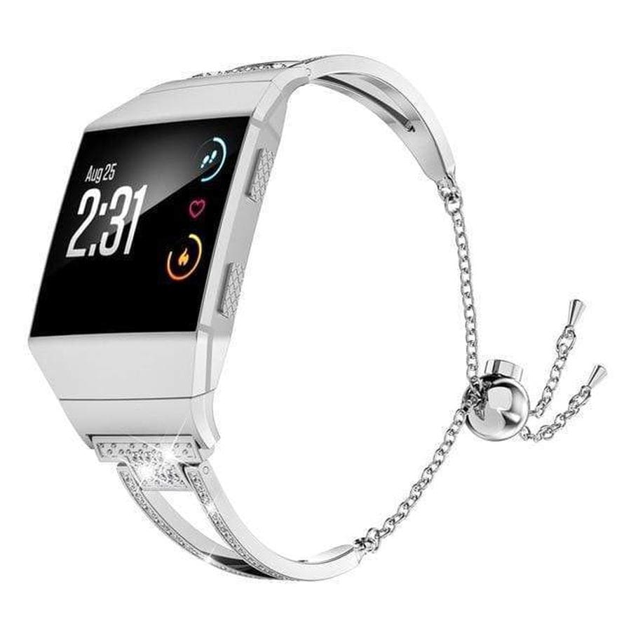 Feria Fitbit Ionic Rhinestone Bracelet Band Silver The Ambiguous Otter