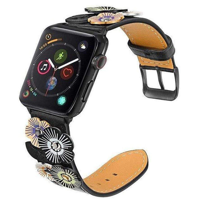 Fleur Ivy Apple Watch Leather Band Black / 44mm The Ambiguous Otter