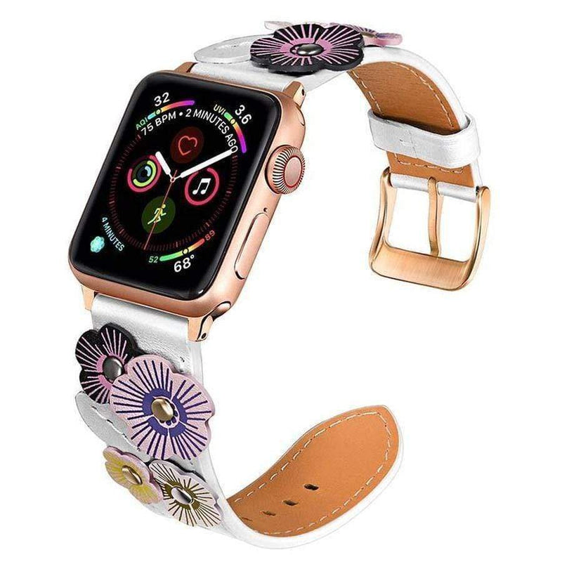 Fleur Ivy Apple Watch Leather Band White / 44mm The Ambiguous Otter