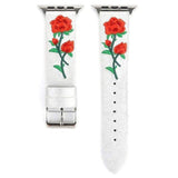 Floral Embroidered Apple Watch Leather Band Silver / 42mm | 44mm The Ambiguous Otter