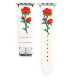 Floral Embroidered Apple Watch Leather Band White / 42mm | 44mm The Ambiguous Otter