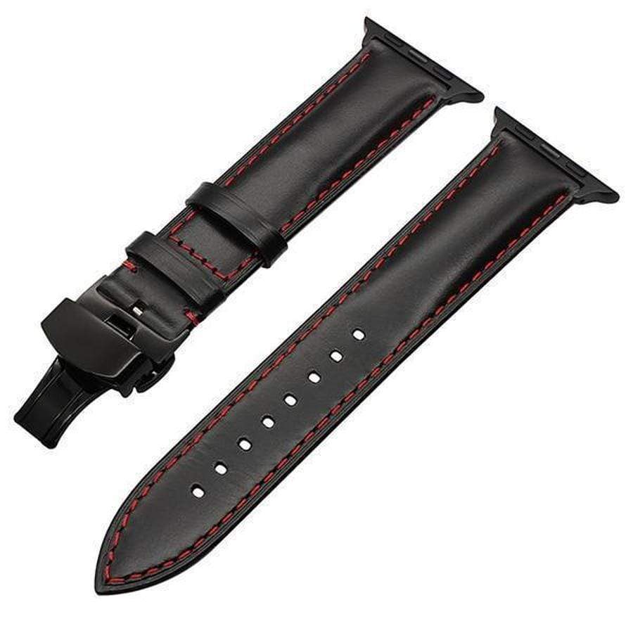 Genuine Smooth Italian Leather Apple Watch Band Black Black / 38mm The Ambiguous Otter