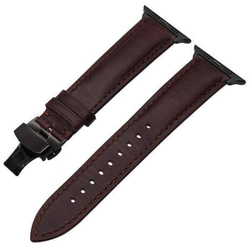 Genuine Smooth Italian Leather Apple Watch Band Dark Brown Black / 38mm The Ambiguous Otter