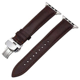 Genuine Smooth Italian Leather Apple Watch Band Dark Brown Silver / 38mm The Ambiguous Otter