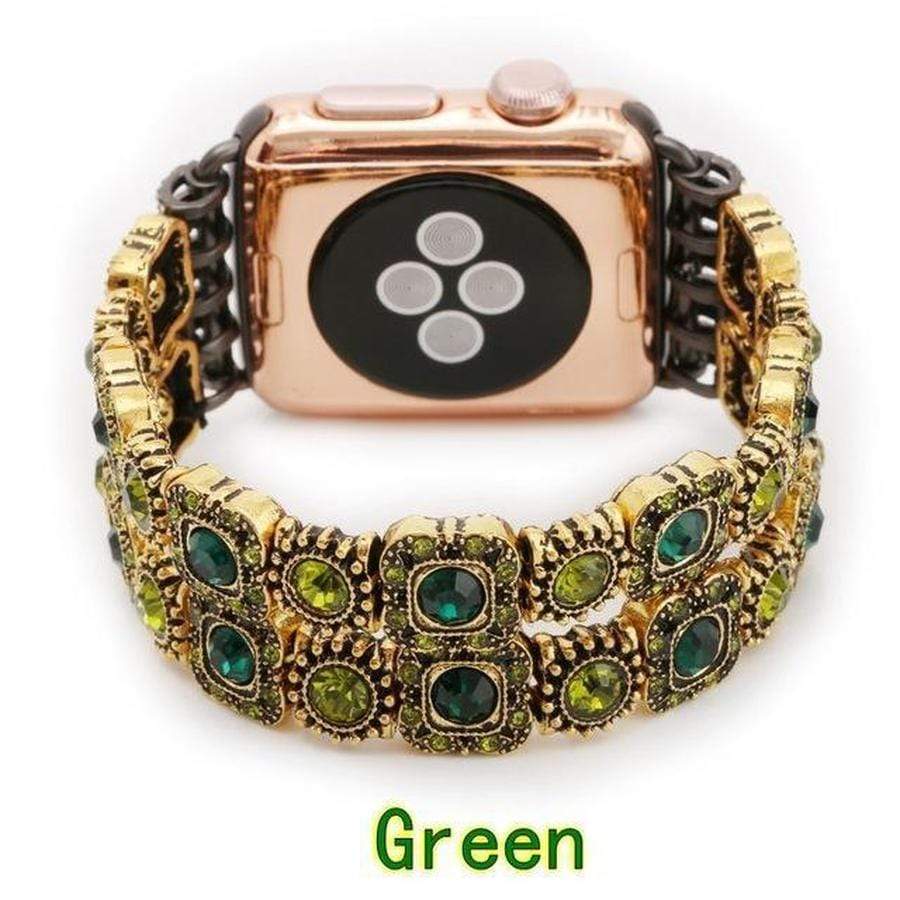 Handmade Crystal Stones Apple Watch Band Green / 42mm size The Ambiguous Otter