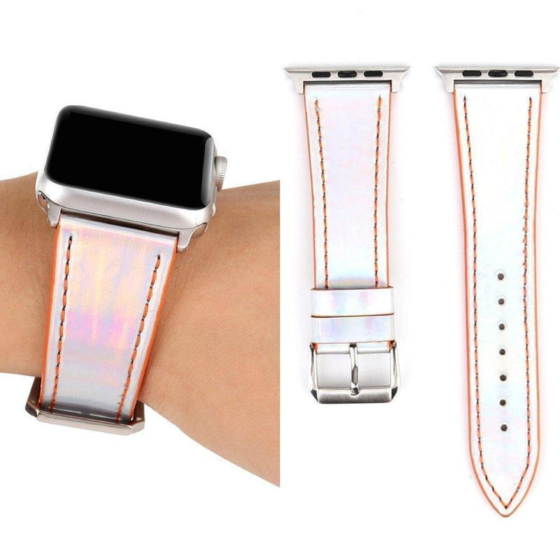 Holographic Apple Watch Leather Band Frozen Orange / for 42mm 44mm The Ambiguous Otter