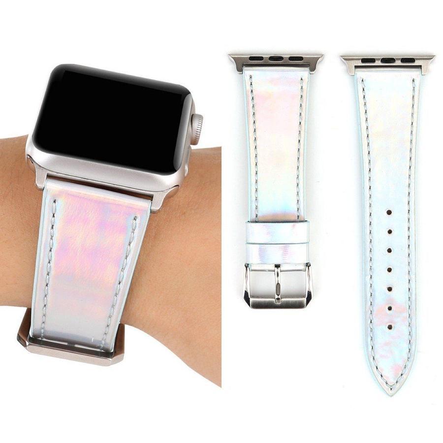 Holographic Apple Watch Leather Band Icy Blue / for 42mm 44mm The Ambiguous Otter