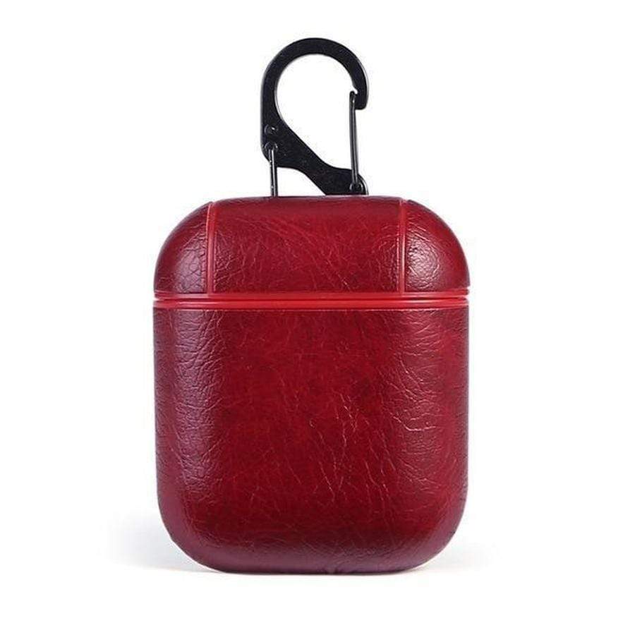 Leather Airpods Hook Case Red The Ambiguous Otter