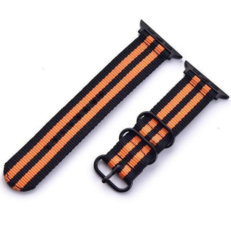 Lightweight Nylon Canvas Apple Watch Band Black and orange / For 38MM and 40MM The Ambiguous Otter