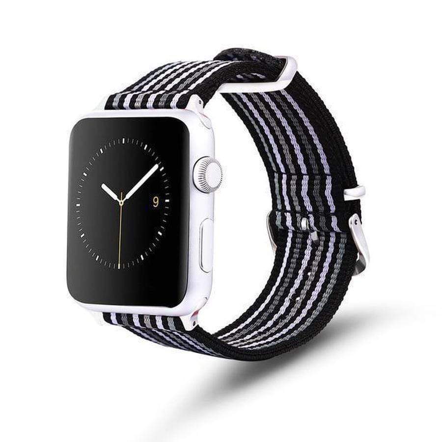 Lightweight Nylon Canvas Apple Watch Band | Spring Collections Black White Grey / 42MM and 44MM The Ambiguous Otter