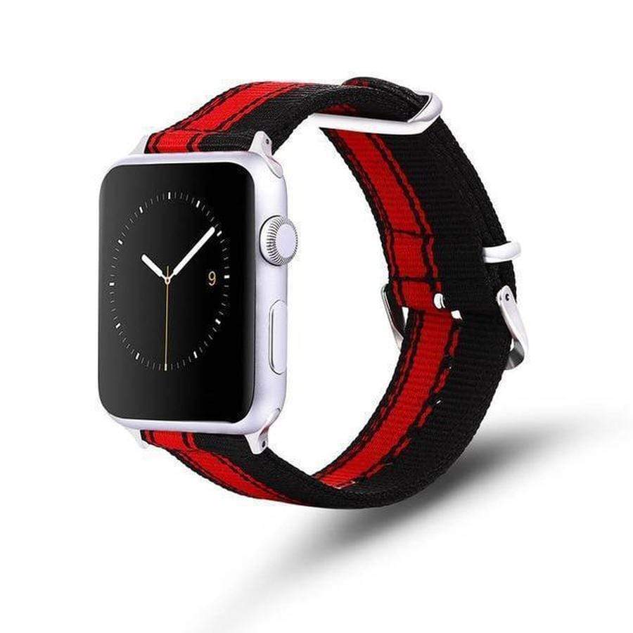 Lightweight Nylon Canvas Apple Watch Band | Spring Collections Red Black / 42MM and 44MM The Ambiguous Otter