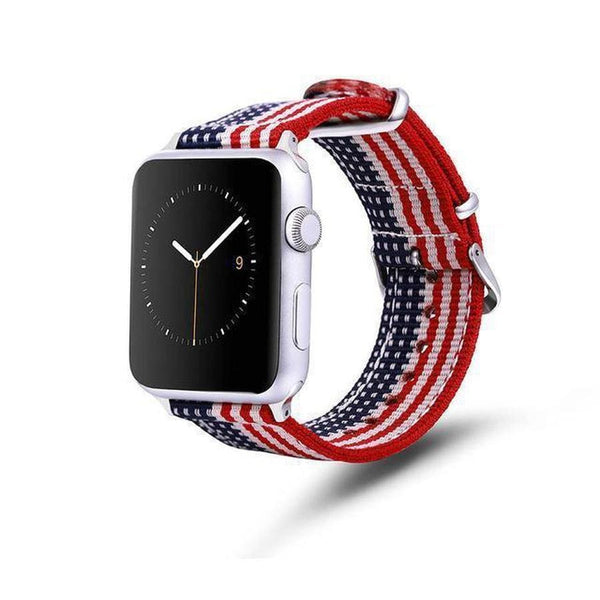 Lightweight Nylon Canvas Apple Watch Band | Spring Collections Striped Flag / 42MM and 44MM The Ambiguous Otter