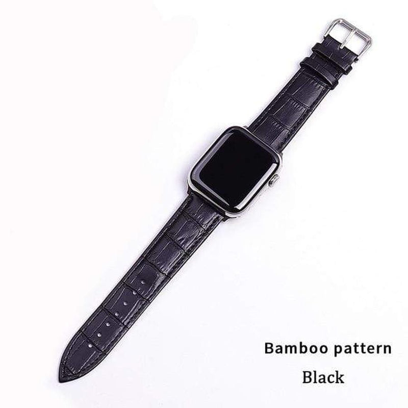 Maxen Apple Watch Genuine Leather Band Bamboo Pattern Black / 38mm | 40mm The Ambiguous Otter