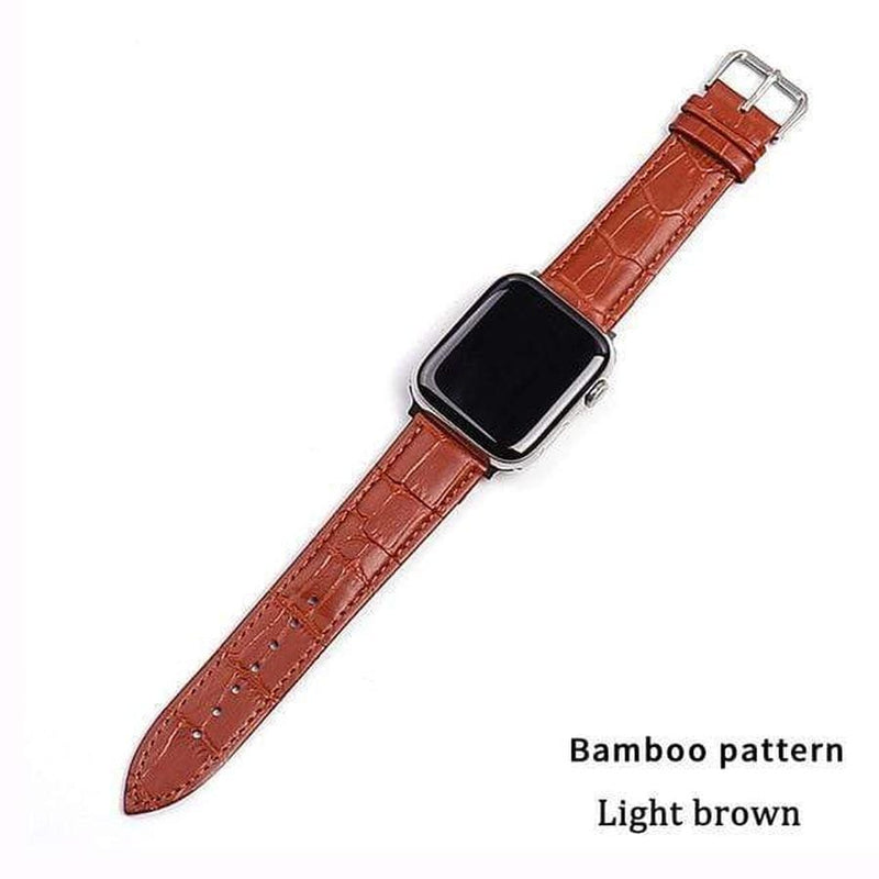 Maxen Apple Watch Genuine Leather Band Bamboo Pattern Light Brown / 42mm | 44mm The Ambiguous Otter