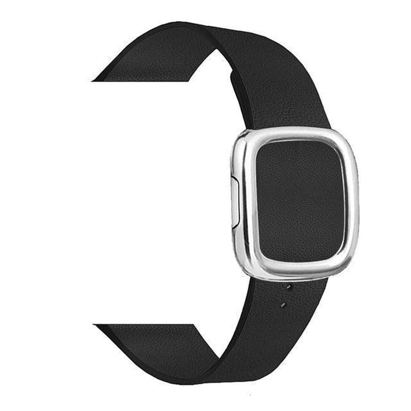 Modern Apple Watch Leather Loop  Band Black | Silver / 40mm | 38mm The Ambiguous Otter