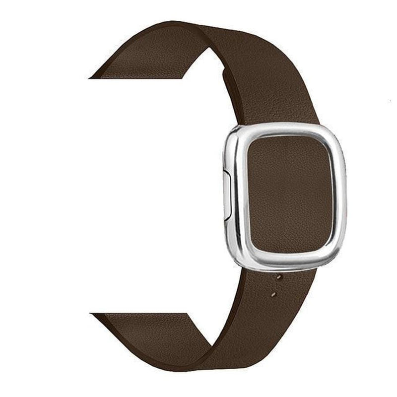 Modern Apple Watch Leather Loop  Band Brown | Silver / 44mm | 42mm The Ambiguous Otter