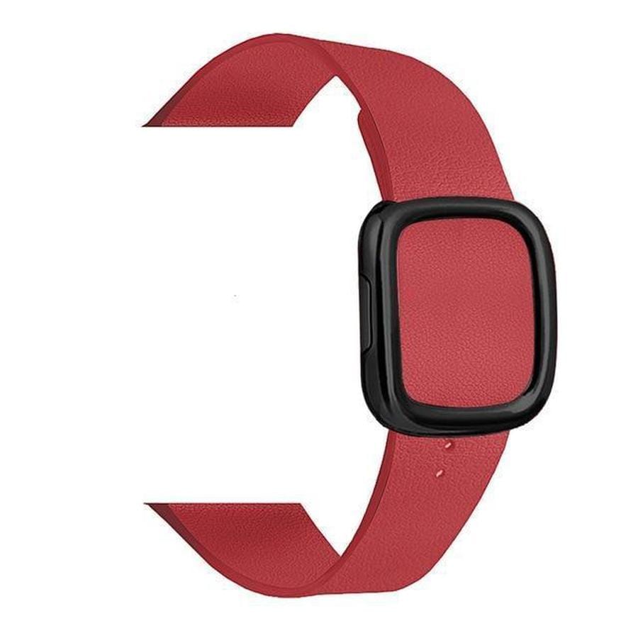 Modern Apple Watch Leather Loop  Band Crimson | Black / 44mm | 42mm The Ambiguous Otter
