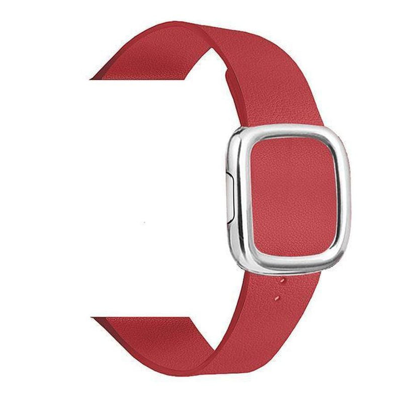 Modern Apple Watch Leather Loop  Band Crimson | Silver / 40mm | 38mm The Ambiguous Otter