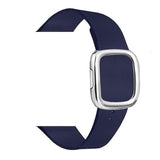 Modern Apple Watch Leather Loop  Band Dark Blue | Silver / 44mm | 42mm The Ambiguous Otter