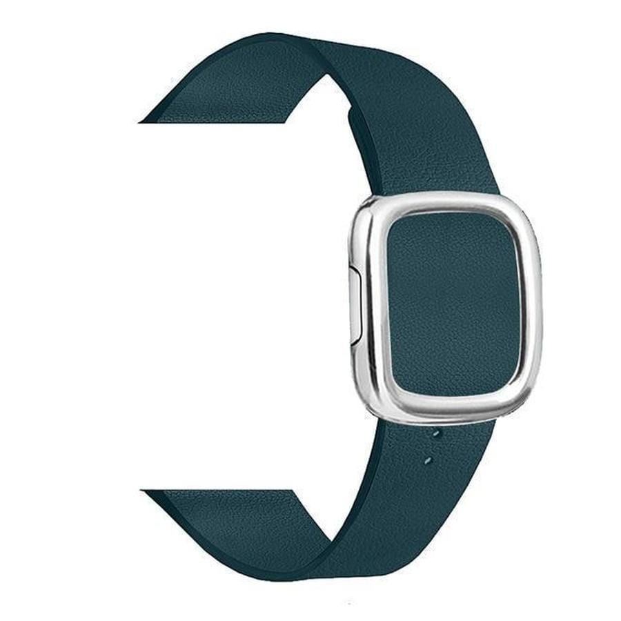 Modern Apple Watch Leather Loop  Band Forest Green | Silver / 44mm | 42mm The Ambiguous Otter