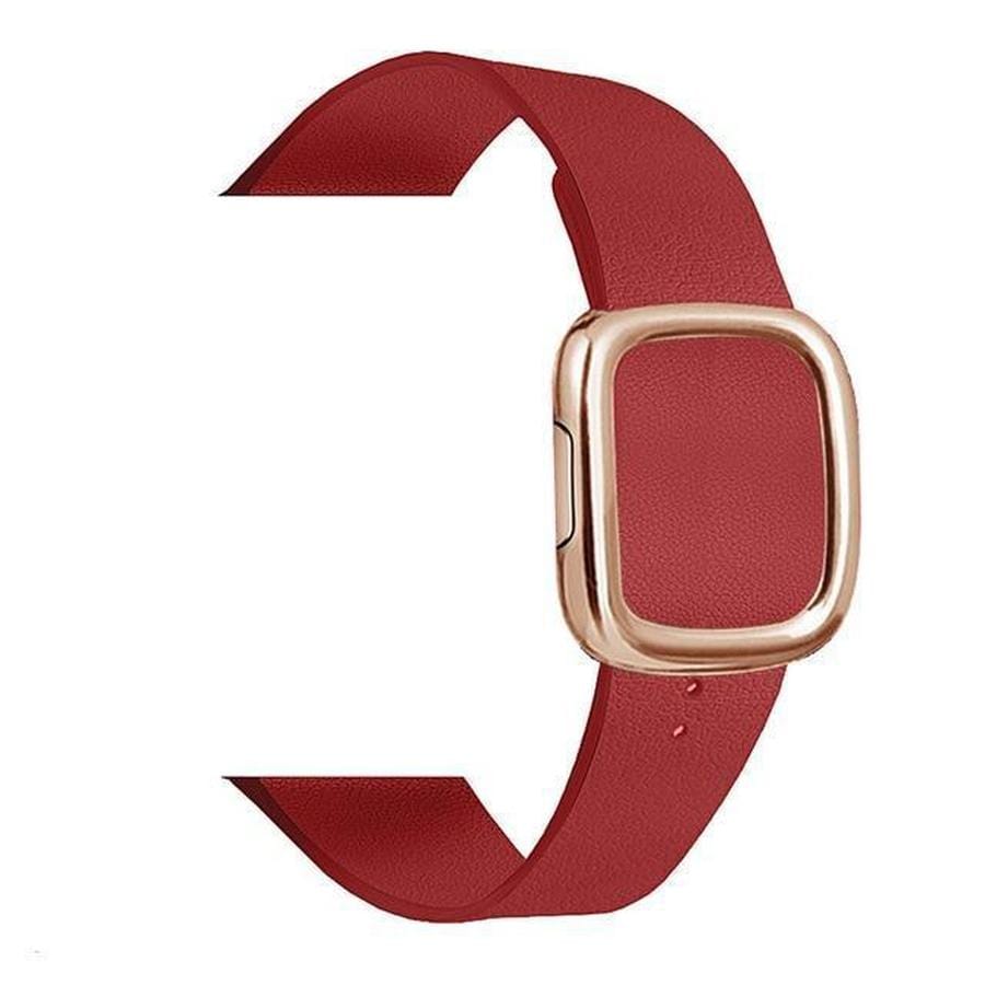 Modern Apple Watch Leather Loop  Band Ruby Red | Gold / 44mm | 42mm The Ambiguous Otter