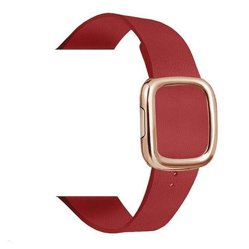 Modern Apple Watch Leather Loop  Band Ruby Red | Gold / 44mm | 42mm The Ambiguous Otter