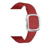 Modern Apple Watch Leather Loop  Band Ruby Red | Silver / 44mm | 42mm The Ambiguous Otter