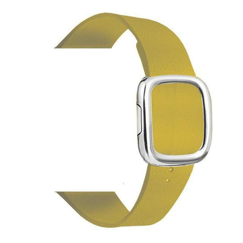 Modern Apple Watch Leather Loop  Band Yellow | Silver / 44mm | 42mm The Ambiguous Otter