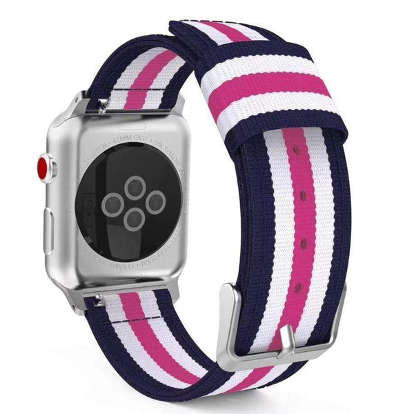 Nautika Stripes Apple Watch Nylon Band blue white pink S / 38mm The Ambiguous Otter