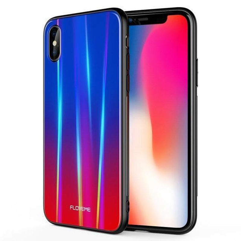 Otter's Aurora Tempered Glass iPhone Case iPhone X / Blue Red The Ambiguous Otter
