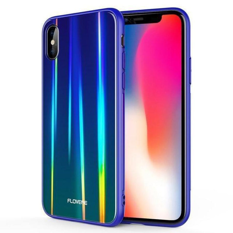 Otter's Aurora Tempered Glass iPhone Case iPhone X / Blue The Ambiguous Otter