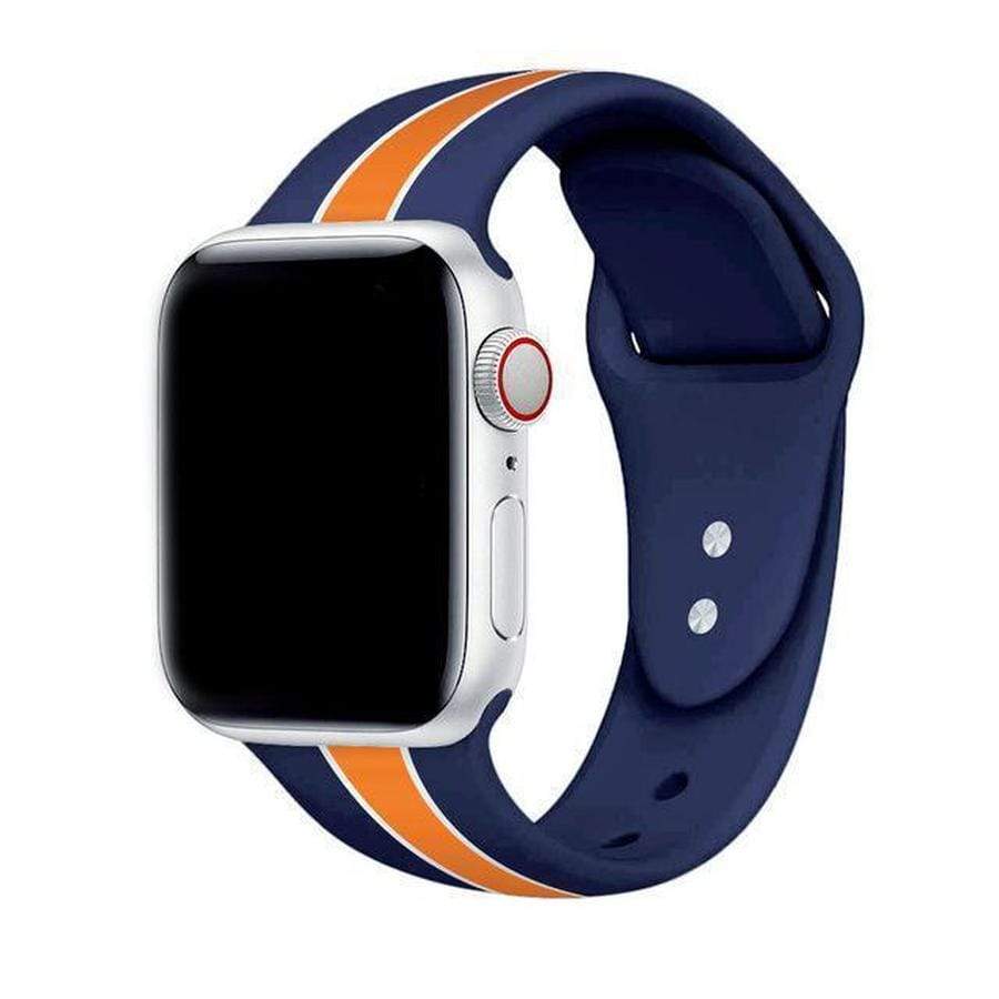 Otter Stripes Apple Watch Soft Silicone Sports Band blue-orange / 38mm The Ambiguous Otter