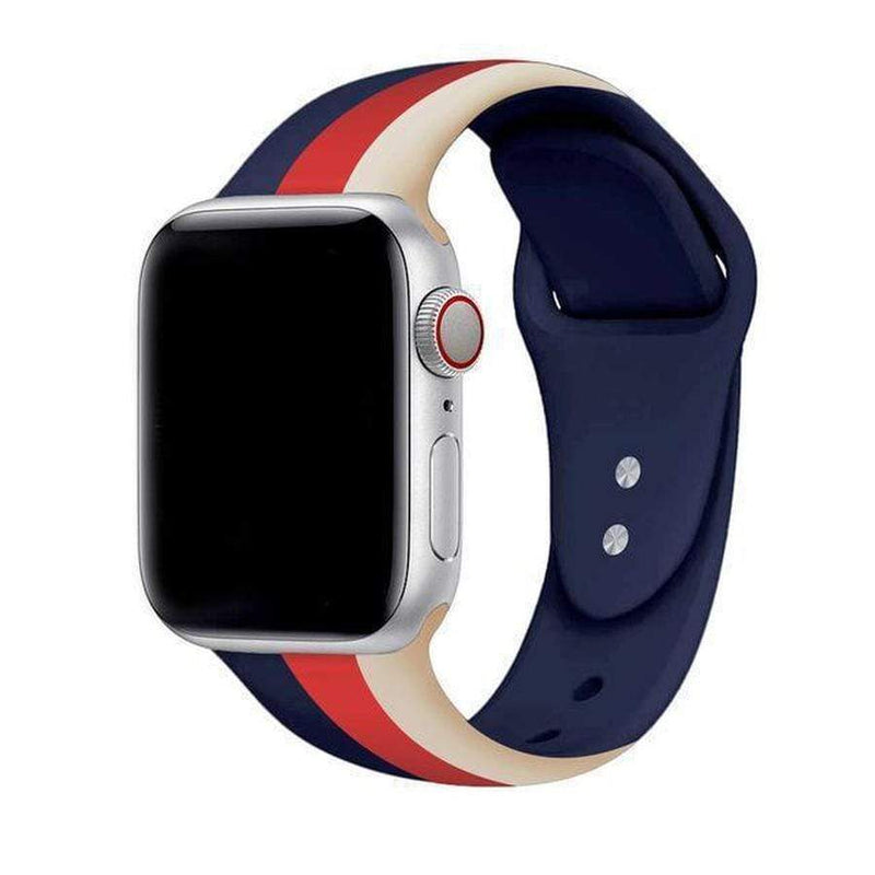 Otter Stripes Apple Watch Soft Silicone Sports Band blue-red-white / 38mm The Ambiguous Otter