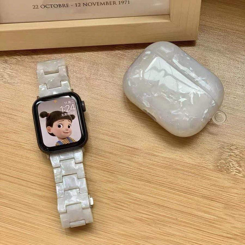 Pearly White Apple Watch Resin Band The Ambiguous Otter