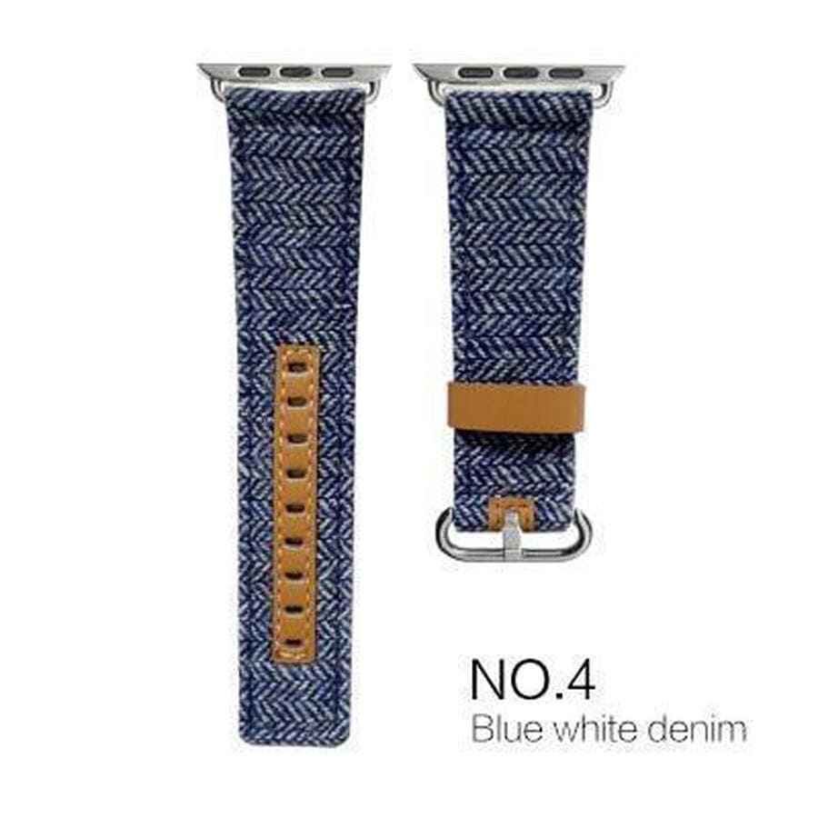 Premium Genuine Leather & Denim Apple Watch Band NO4 / 42mm The Ambiguous Otter