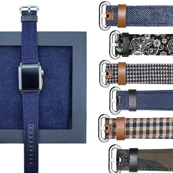 Premium Genuine Leather & Denim Apple Watch Band The Ambiguous Otter