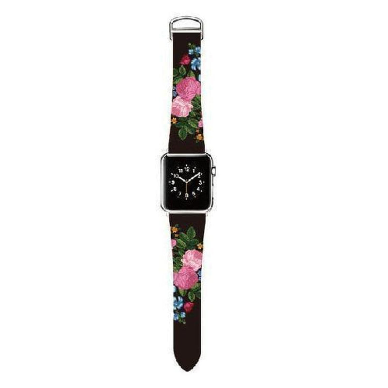 Retro Floral Print Apple Watch Leather Band Chrysanthemum / 38mm The Ambiguous Otter