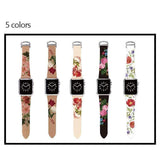 Retro Floral Print Apple Watch Leather Band The Ambiguous Otter