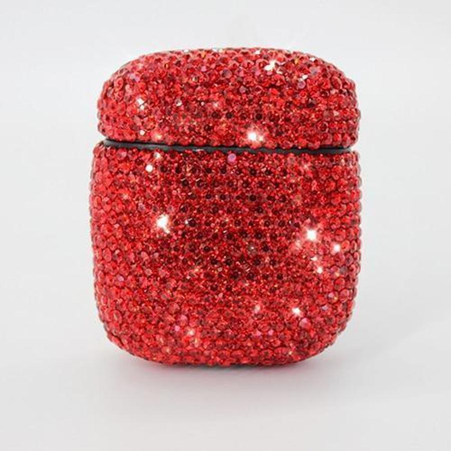 Shiny Rhinestone Encrusted AirPods Case Red The Ambiguous Otter