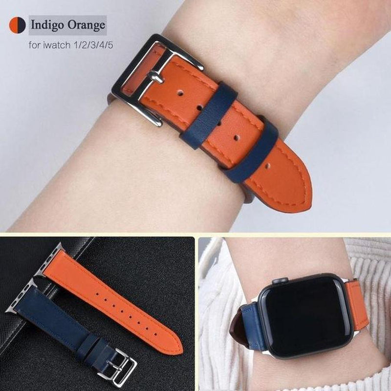 Single Tour Apple Watch Leather Band Indigo Orange / for 38mm and 40mm The Ambiguous Otter