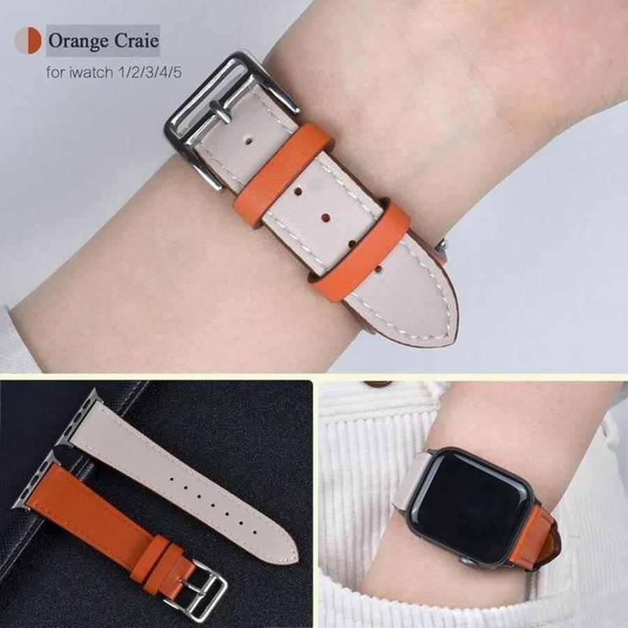 Single Tour Apple Watch Leather Band Orange Craie / for 38mm and 40mm The Ambiguous Otter