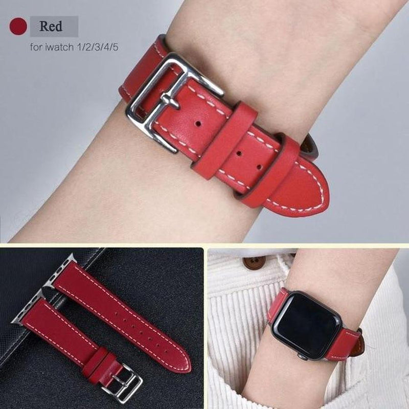 Single Tour Apple Watch Leather Band Red / for 42mm and 44mm The Ambiguous Otter