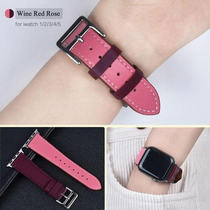 Single Tour Apple Watch Leather Band Wine Red Rose / for 38mm and 40mm The Ambiguous Otter