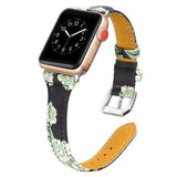 Skinny Strap Apple Watch Genuine Leather Band Green Bloom / 38mm | 40mm The Ambiguous Otter