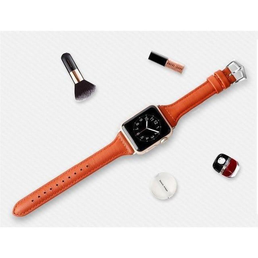 Skinny Strap Apple Watch Genuine Leather Band Orange / 38mm | 40mm The Ambiguous Otter