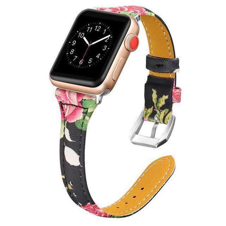 Skinny Strap Apple Watch Genuine Leather Band Roses / 38mm | 40mm The Ambiguous Otter