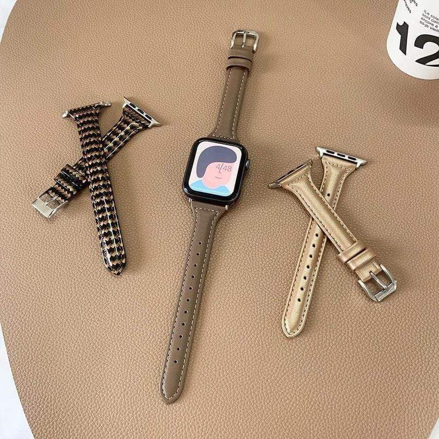 Slim Earthy Tone Apple Watch Leather Band The Ambiguous Otter